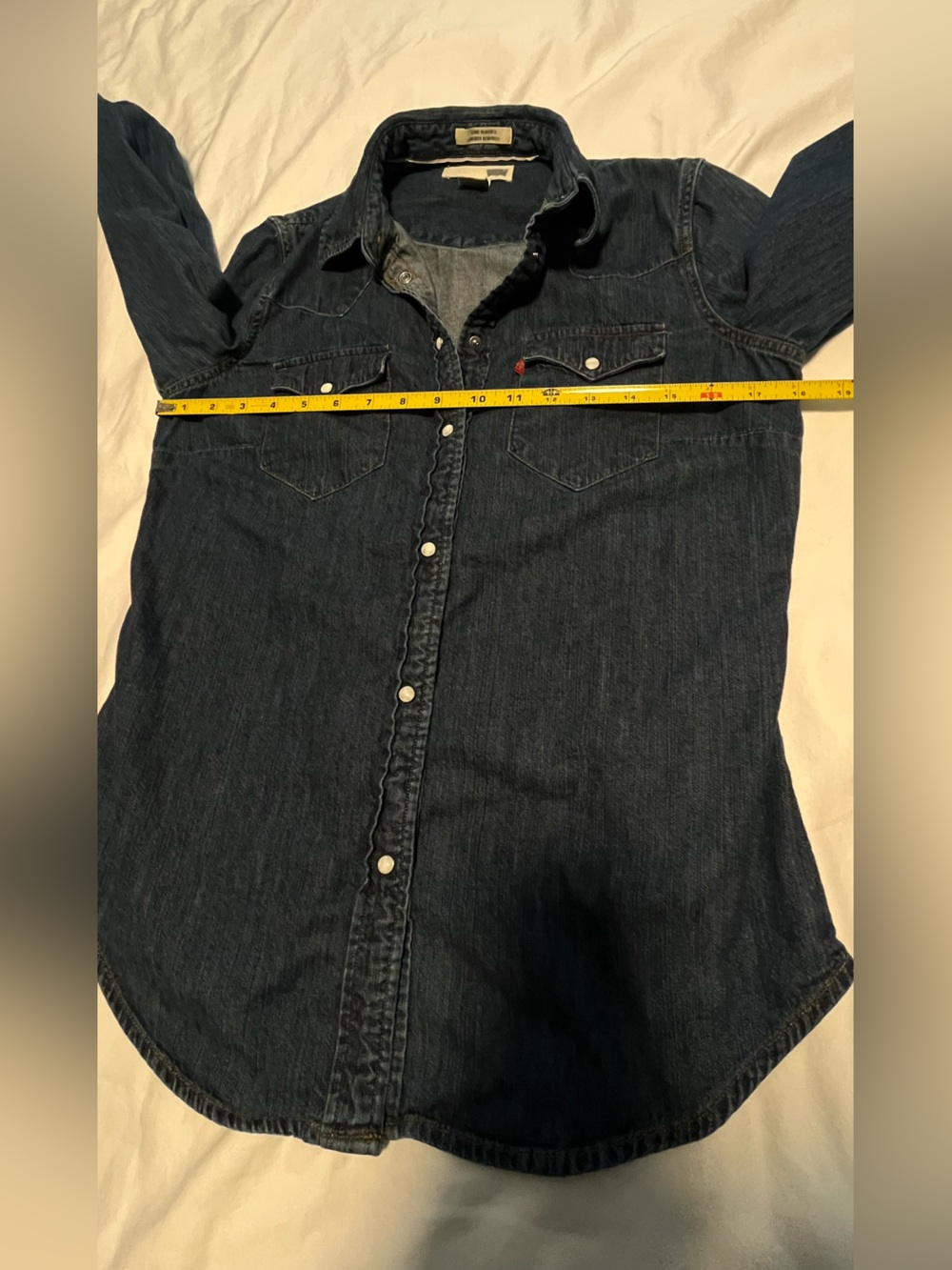Women’s LEVI”S ICONS REINVENTED Cotton Dark Blue Western Denim Shirt Size M - Picture 11 of 14